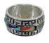 Multicolor Inlay Silver Southwestern Ring Size 7-1/4 YX75556